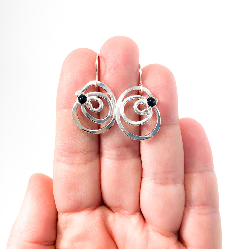 June Minimalist Crystal Spiral Earring Hoop Ring