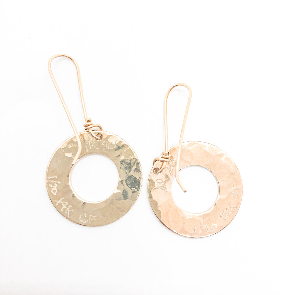 14k Gold Filled Ball Pein Donut Earrings - Raiford Gallery Inc