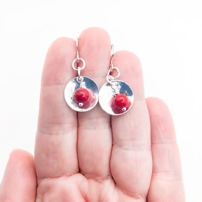 Sterling BP Oyster Earrings with Red Coral