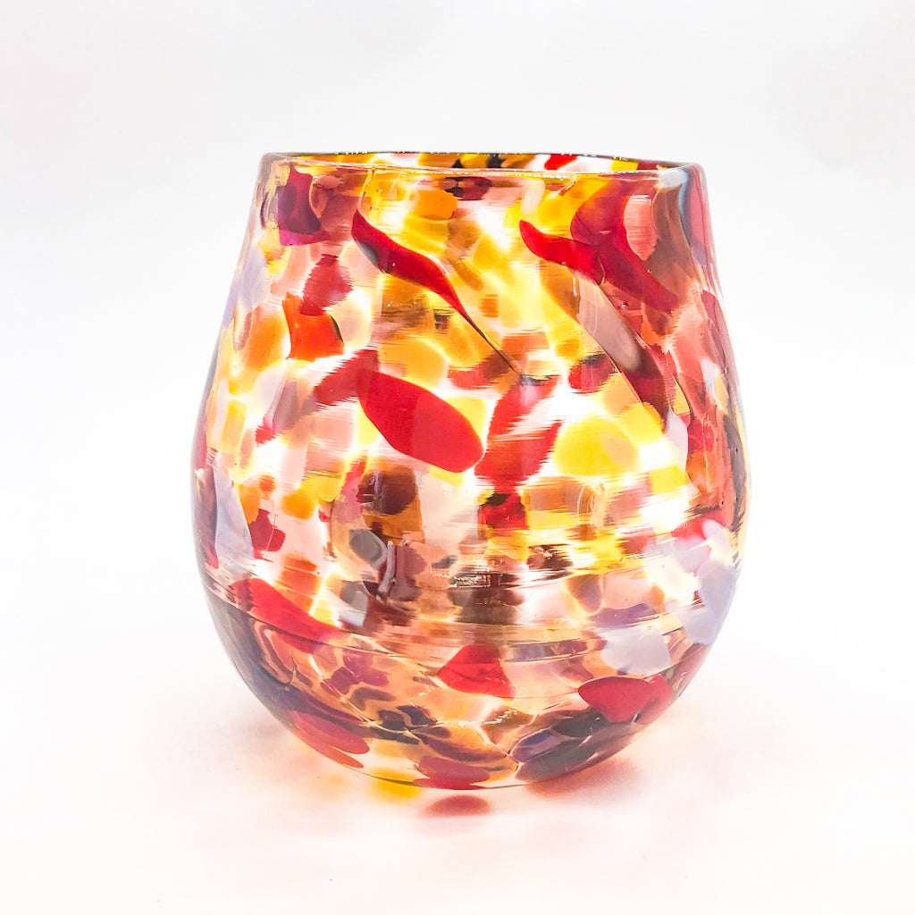 Multi Colored Speckled Wine Tumbler - Raiford Gallery Inc