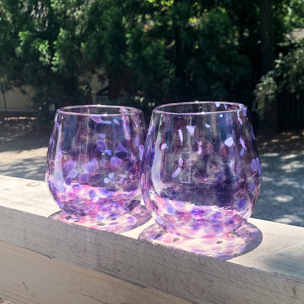 Multi Colored Speckled Wine Tumbler - Raiford Gallery Inc